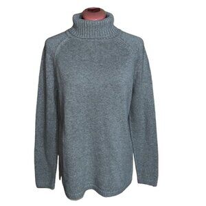 Jeanne Pierre Gray Knit Turtleneck Pullover Tunic Sweater Size Large